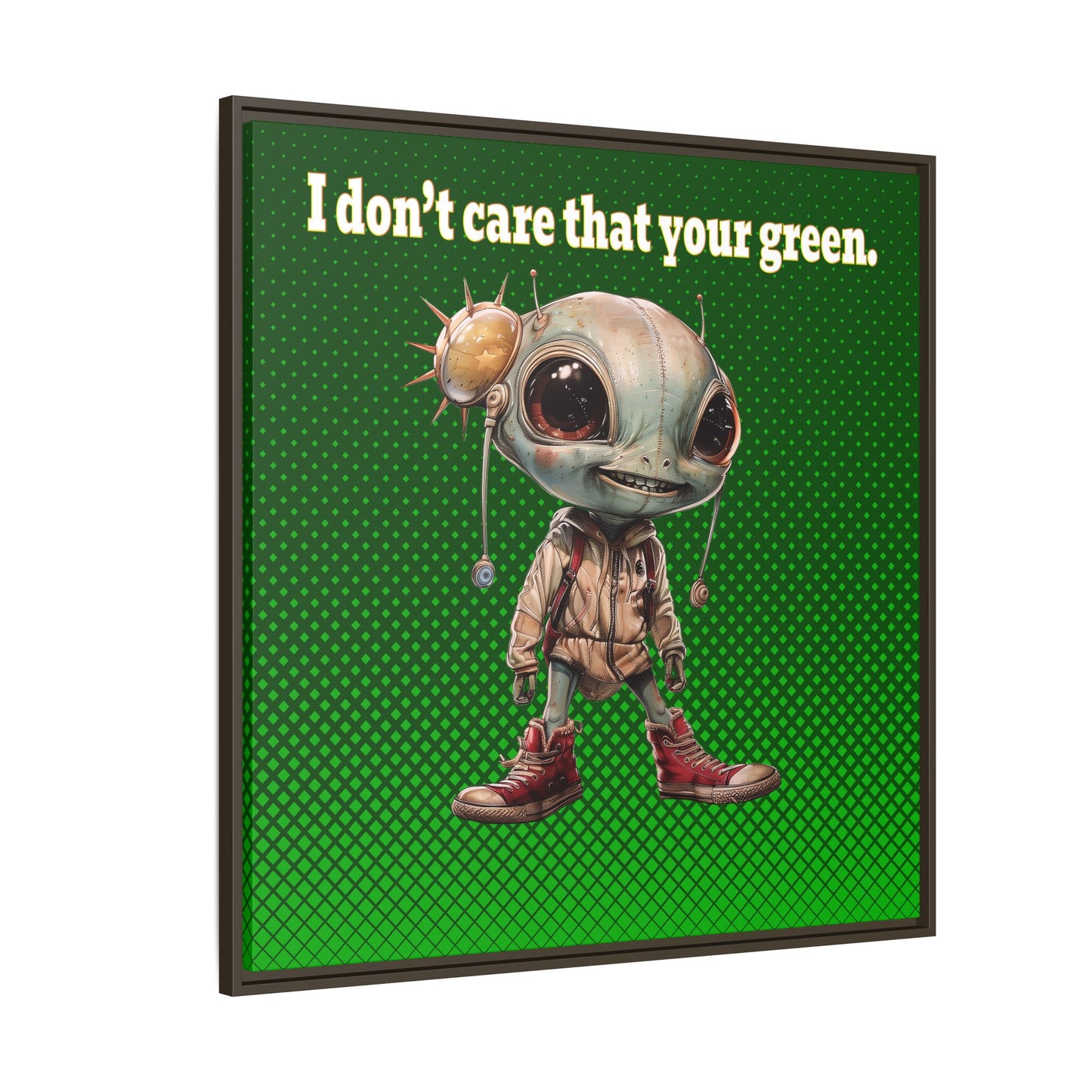I don't care that your green - framed canvas art (logo green)