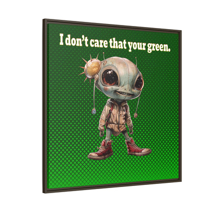 I don't care that your green - framed canvas art (logo green)