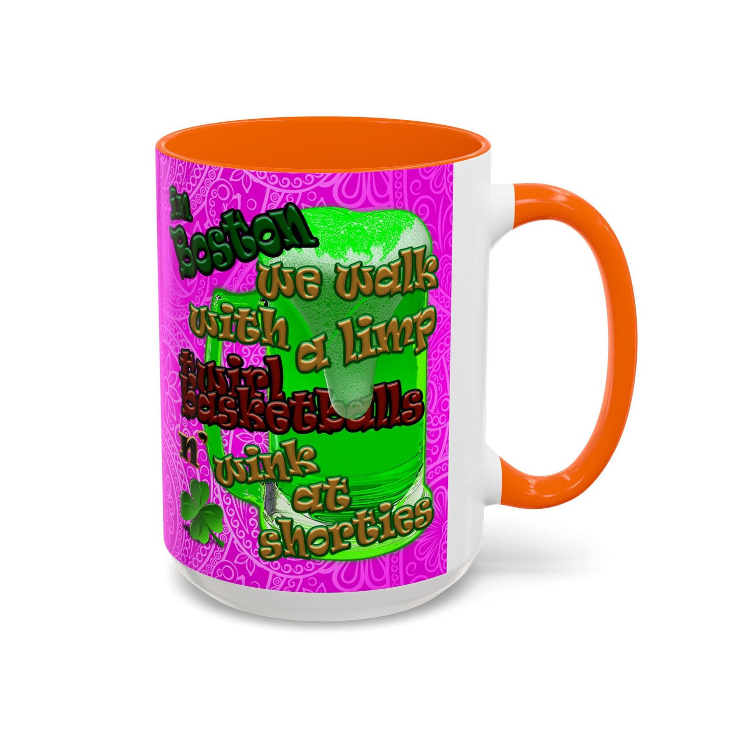 celtics logo - Accent Mug (pink swirl)