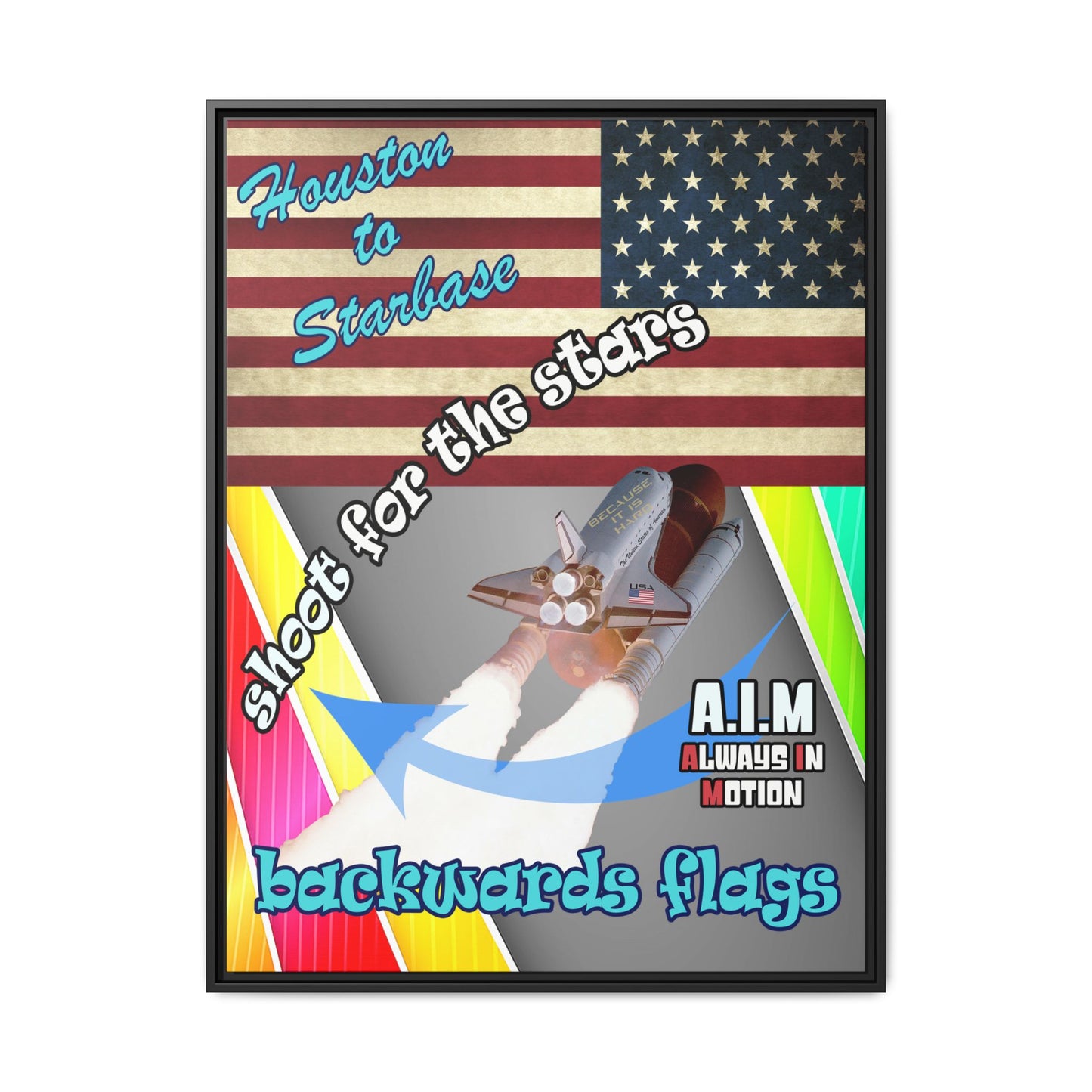 shoot for the stars - framed canvas art (rainbow split)