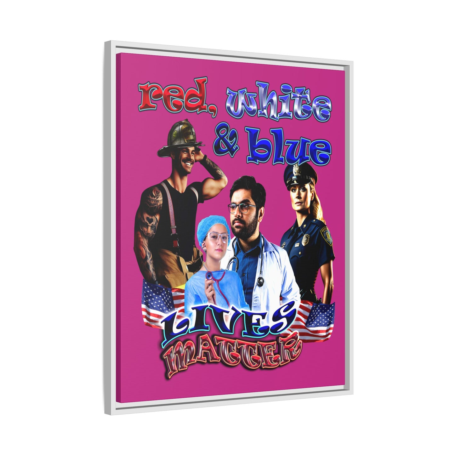 rw&b lives matter - framed canvas art (pink)