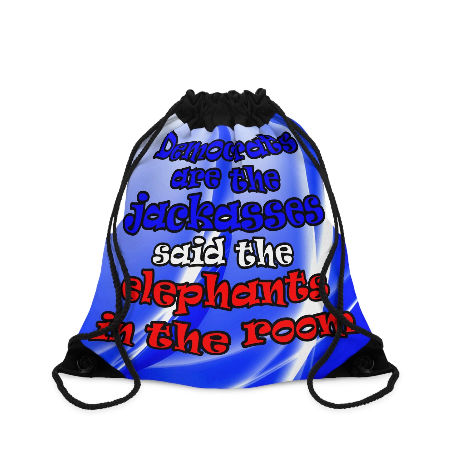 donkeys and elephants - Drawstring Bag (blue-white wave)