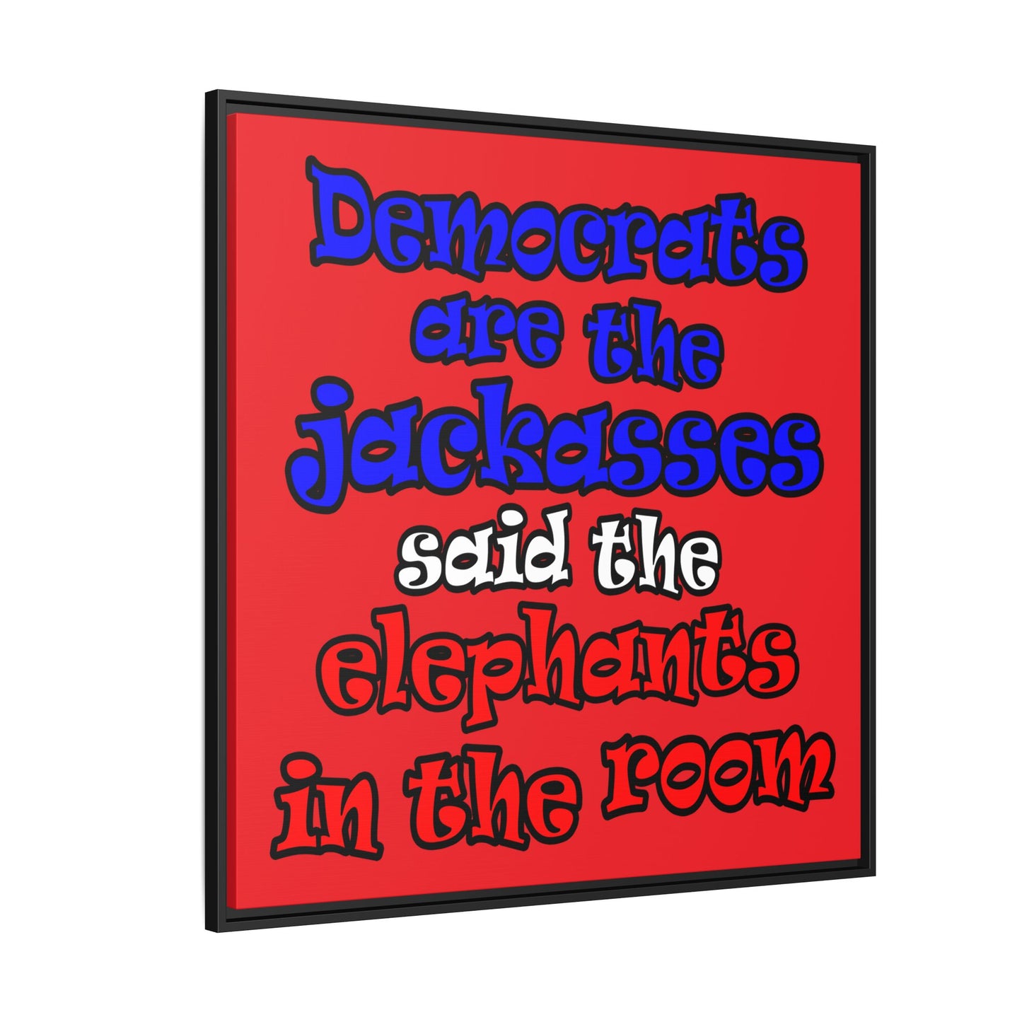 donkeys and elephants - framed canvas art (red)