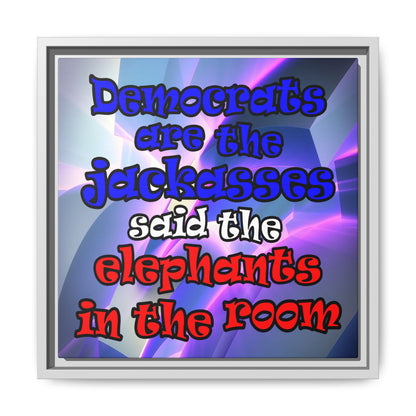 donkeys and elephants - framed canvas art (grey-pink wave)
