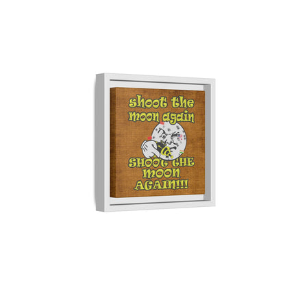 shoot the moon again - framed canvas art (brown papyrus)