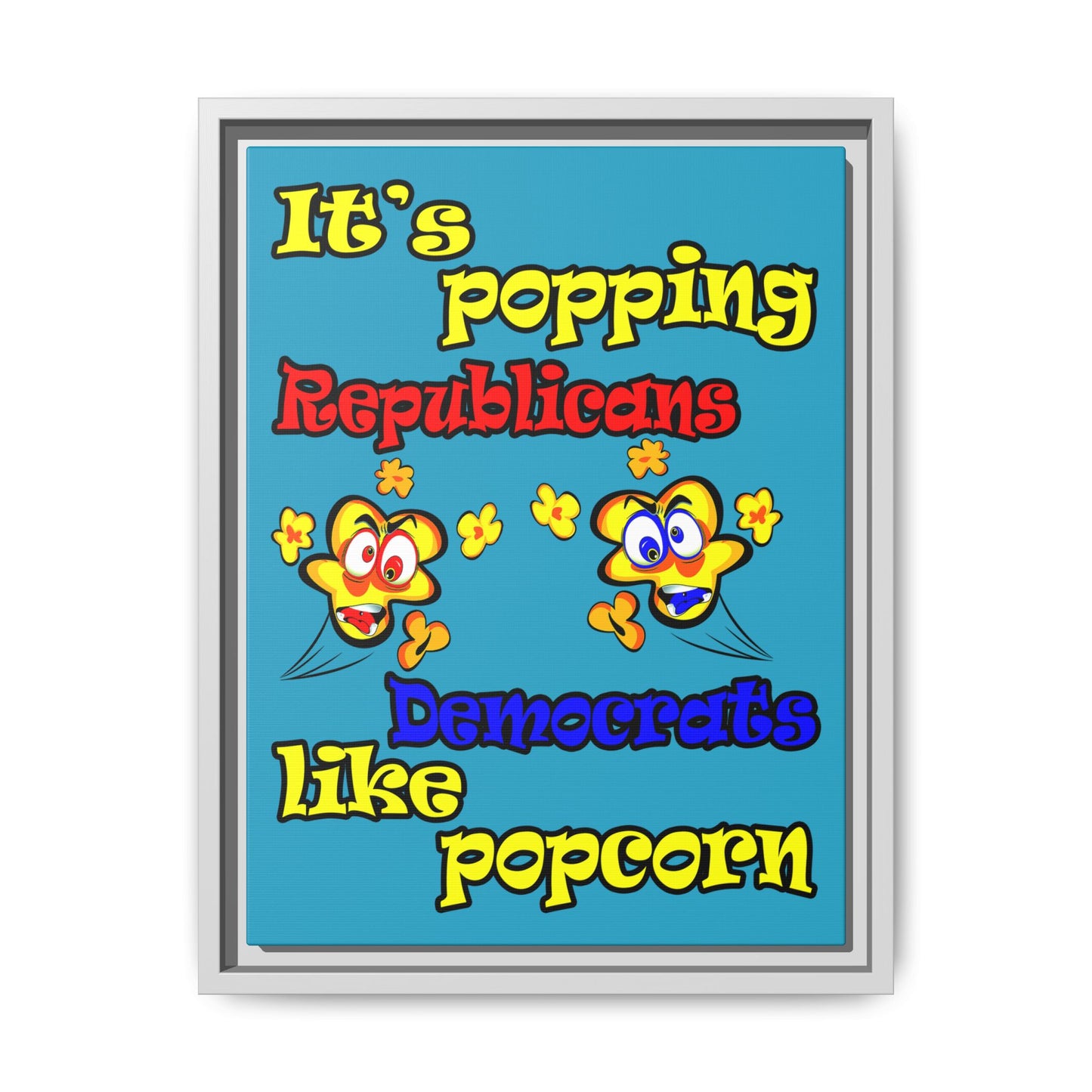 popping like popcorn - framed canvas art (turquoise)