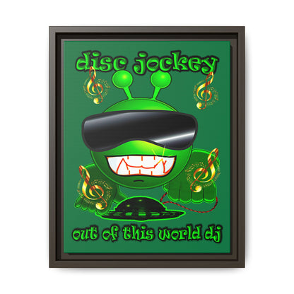 disc jockey - framed canvas art (dark green)