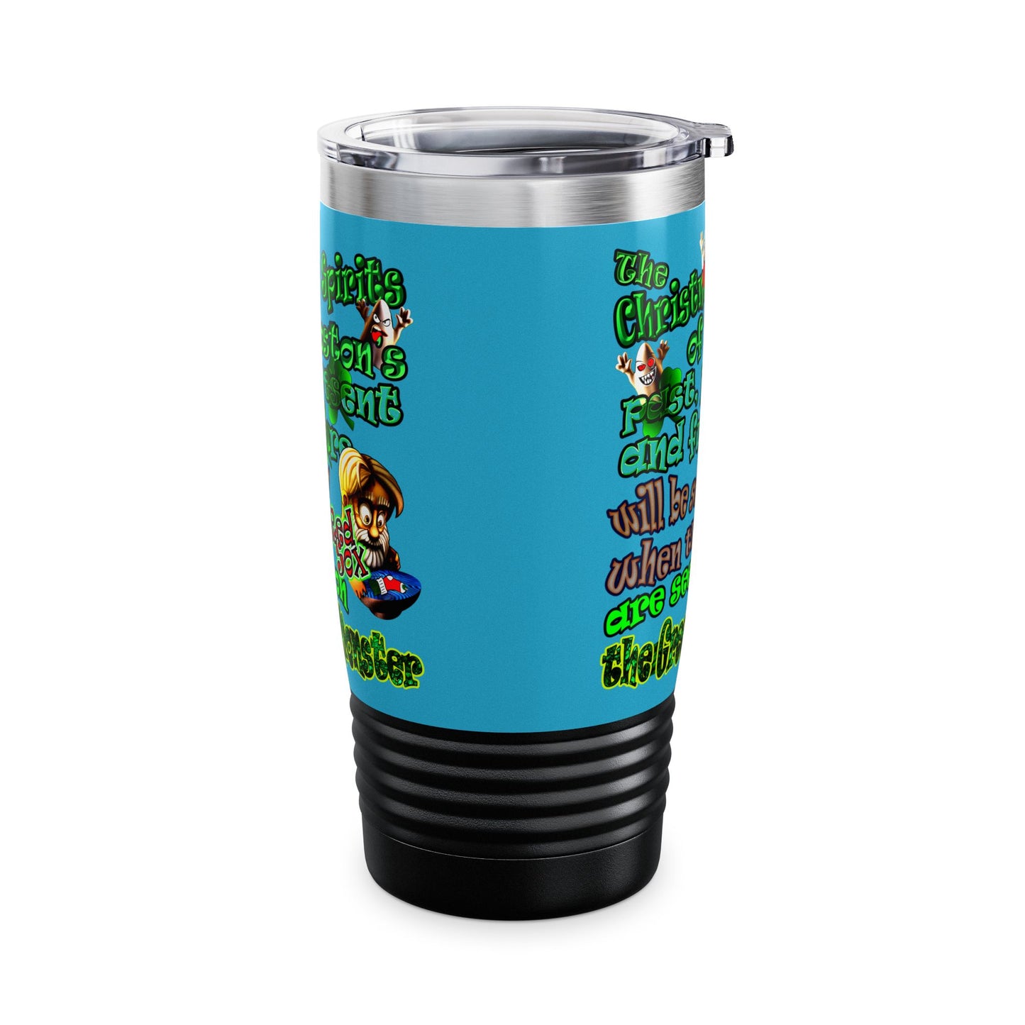 christmas spirits of boston - Ringneck Tumbler, 20oz (turquoise)