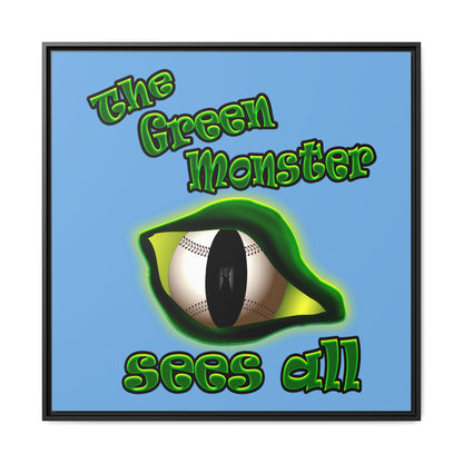 green monster - framed canvas art (light blue)