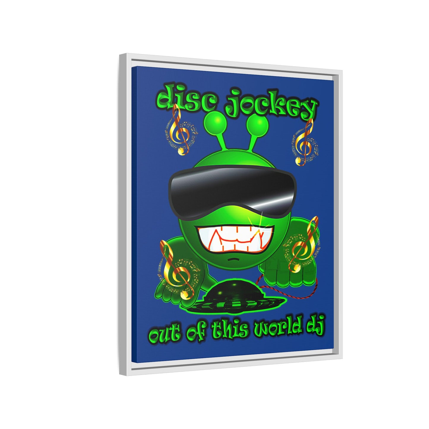 disc jockey - framed canvas art (dark blue)