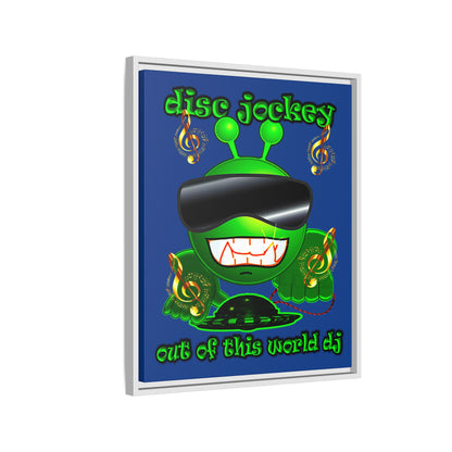 disc jockey - framed canvas art (dark blue)