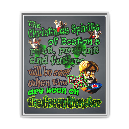 christmas spirits of boston - framed canvas art (grey-light grey)