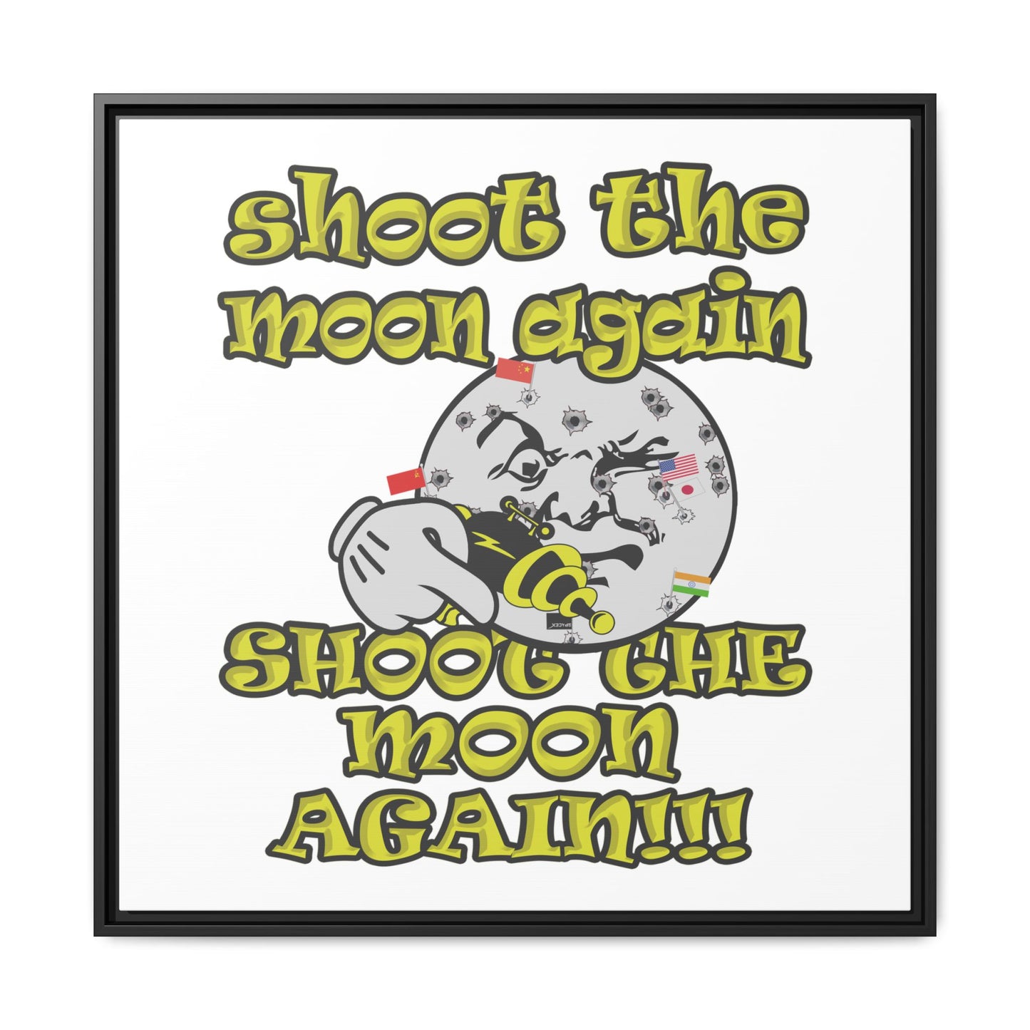 shoot the moon again - framed canvas art (white)