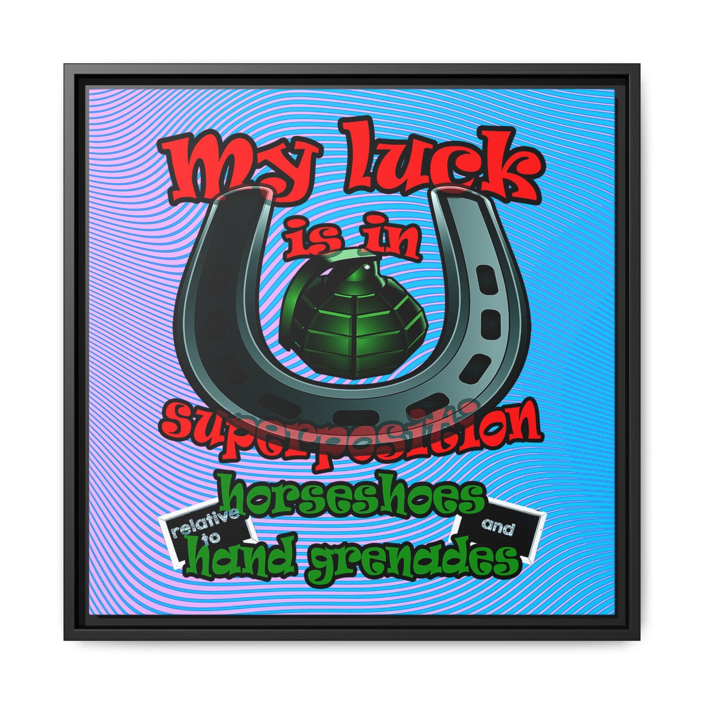 my luck - framed canvas art (light blue-purple wave)