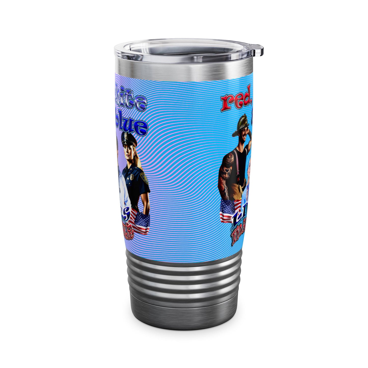 rw&b lives matter - Ringneck Tumbler, 20oz (light blue-purple wave)