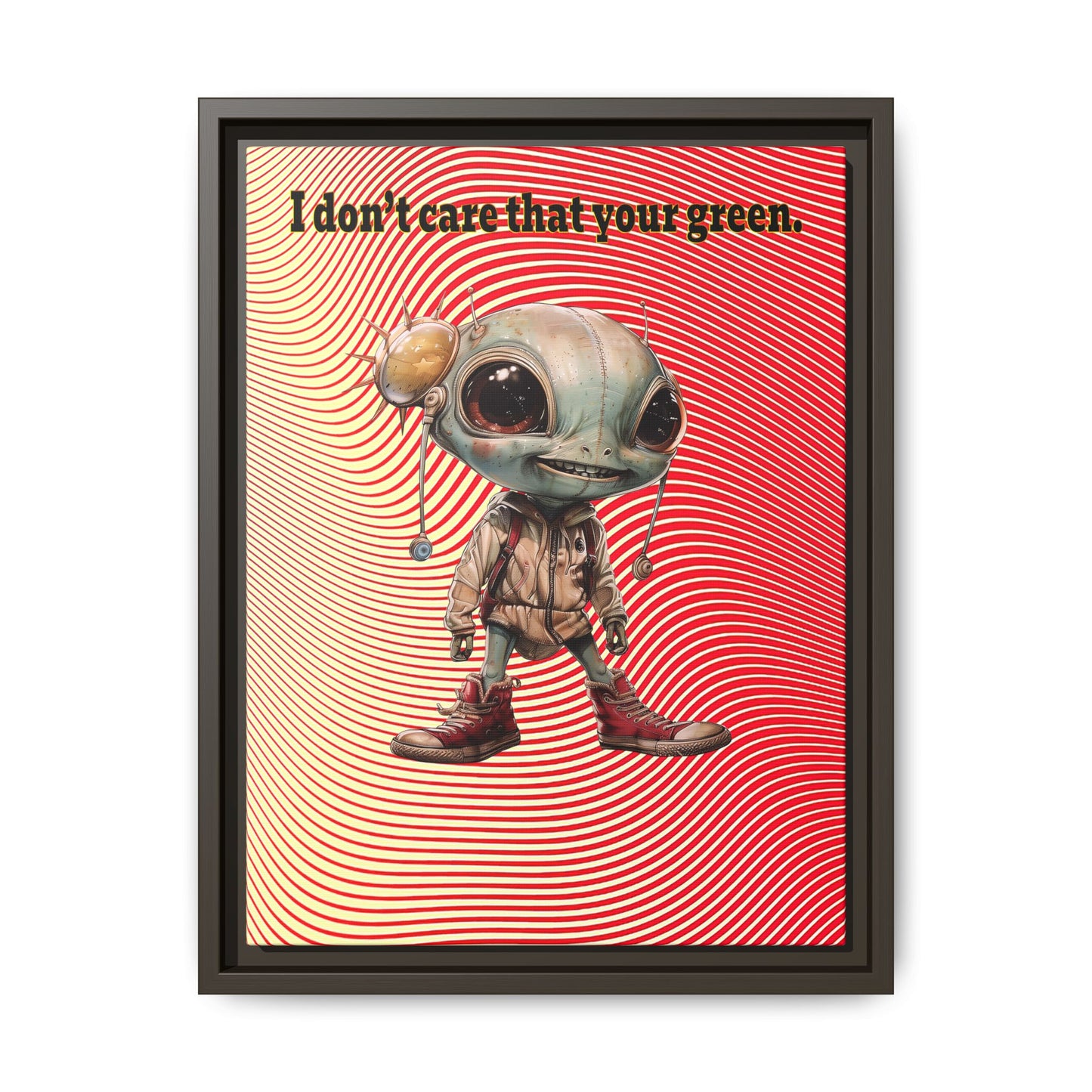 I don't care that your green - framed canvas art (yellow-orange wave)