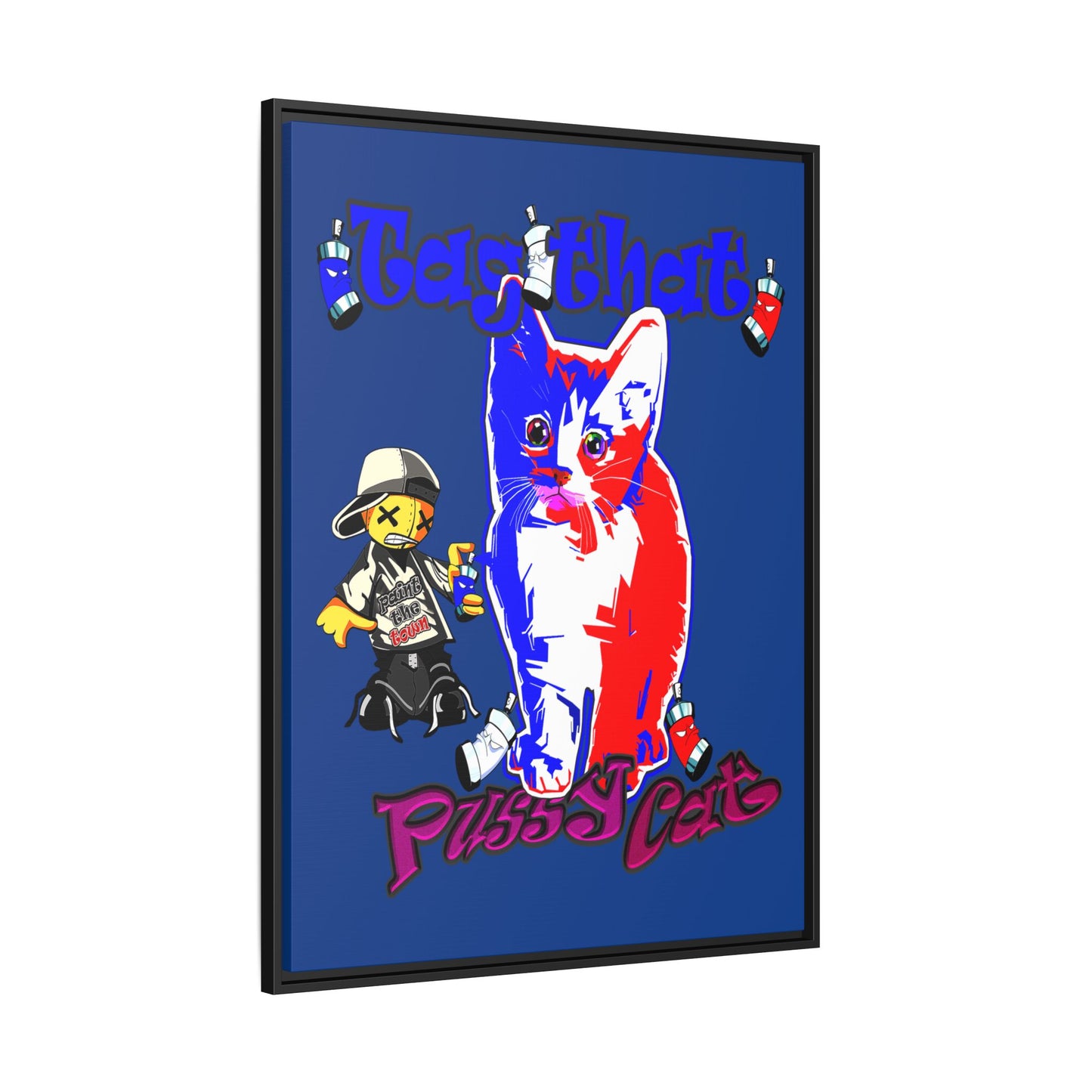 tag that - framed canvas art (dark blue)