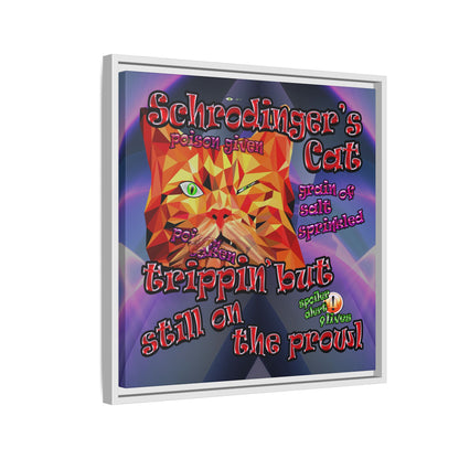 schrodinger's cat - framed canvas art (grey-pink wave)