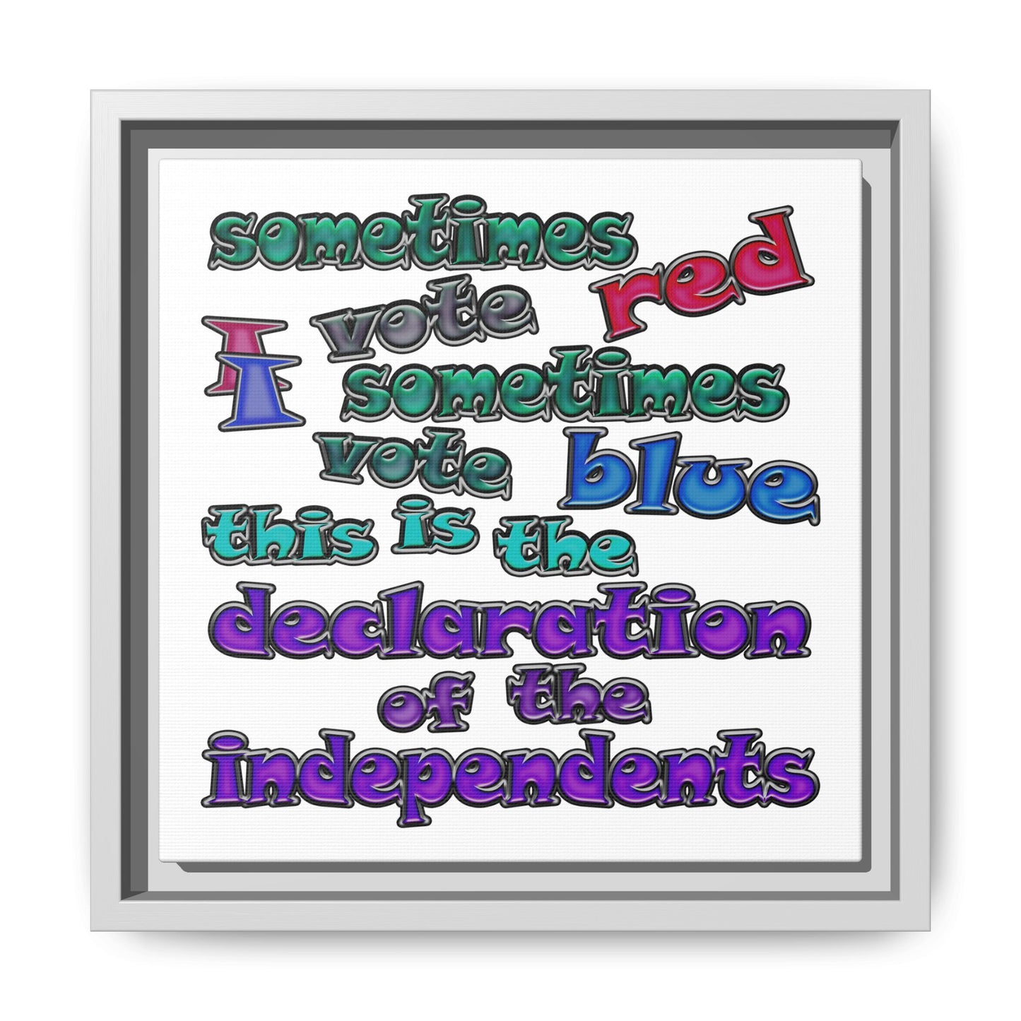 declaration of the independents - framed canvas art (white)