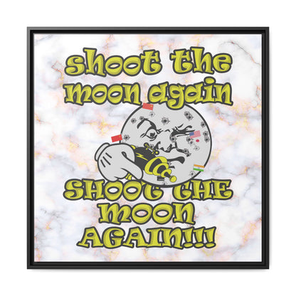 shoot the moon again - framed canvas art (white marble)