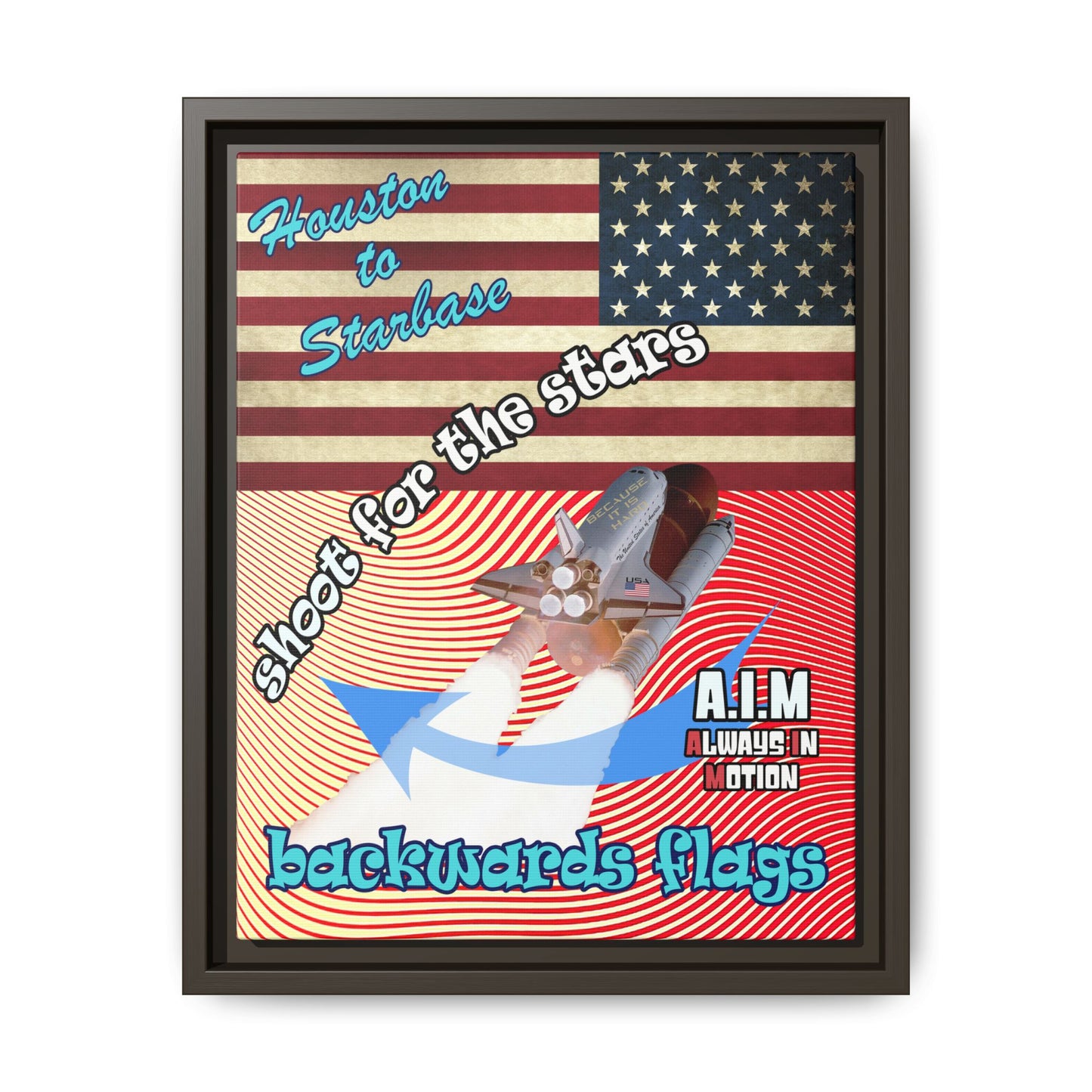 shoot for the stars - framed canvas art (yellow-orange wave)