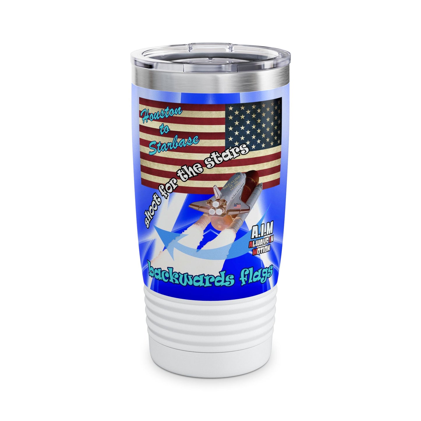 shoot for the stars - Ringneck Tumbler, 20oz (blue-white wave)