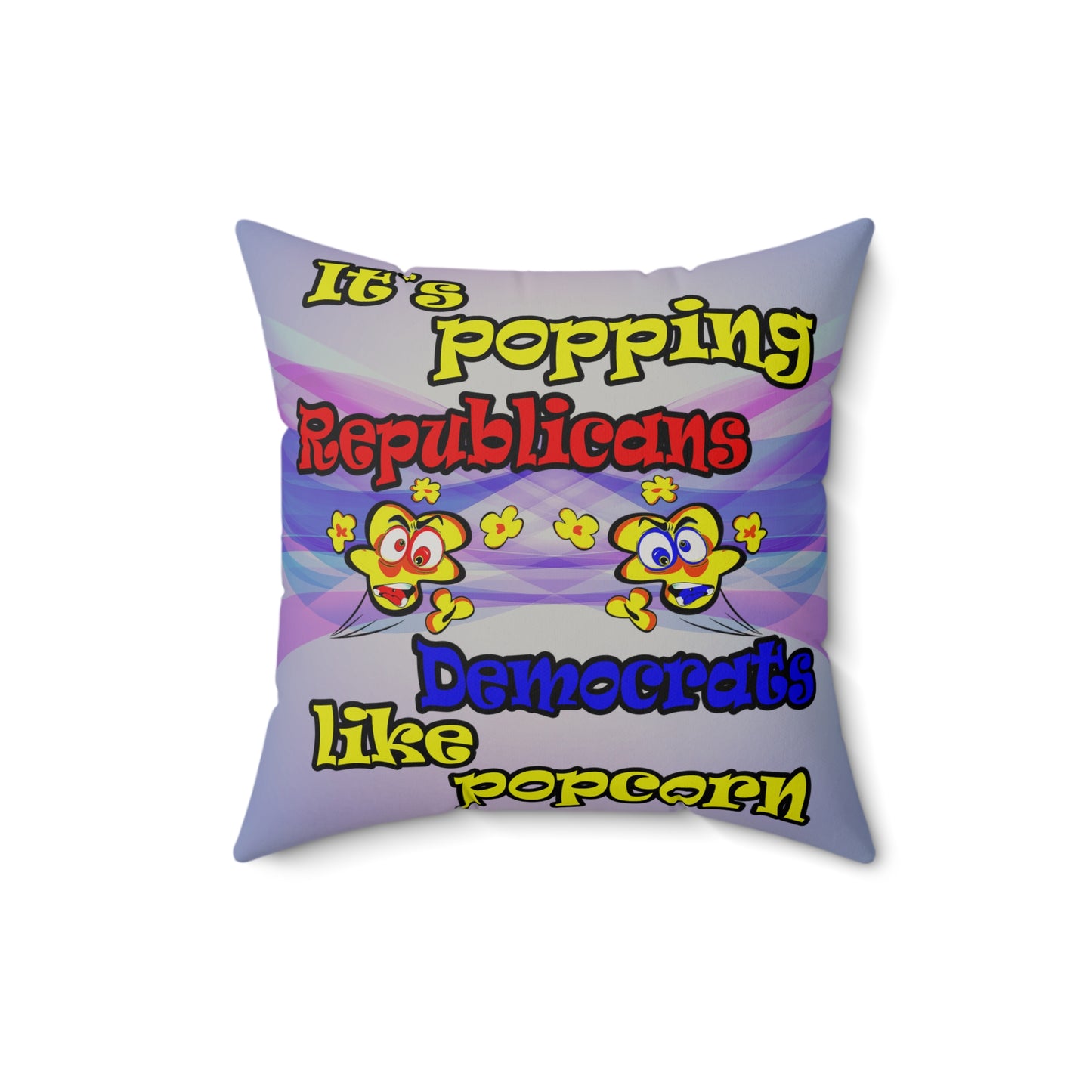 popping like popcorn - Faux Suede Square Pillow - (light blue-pink wave)