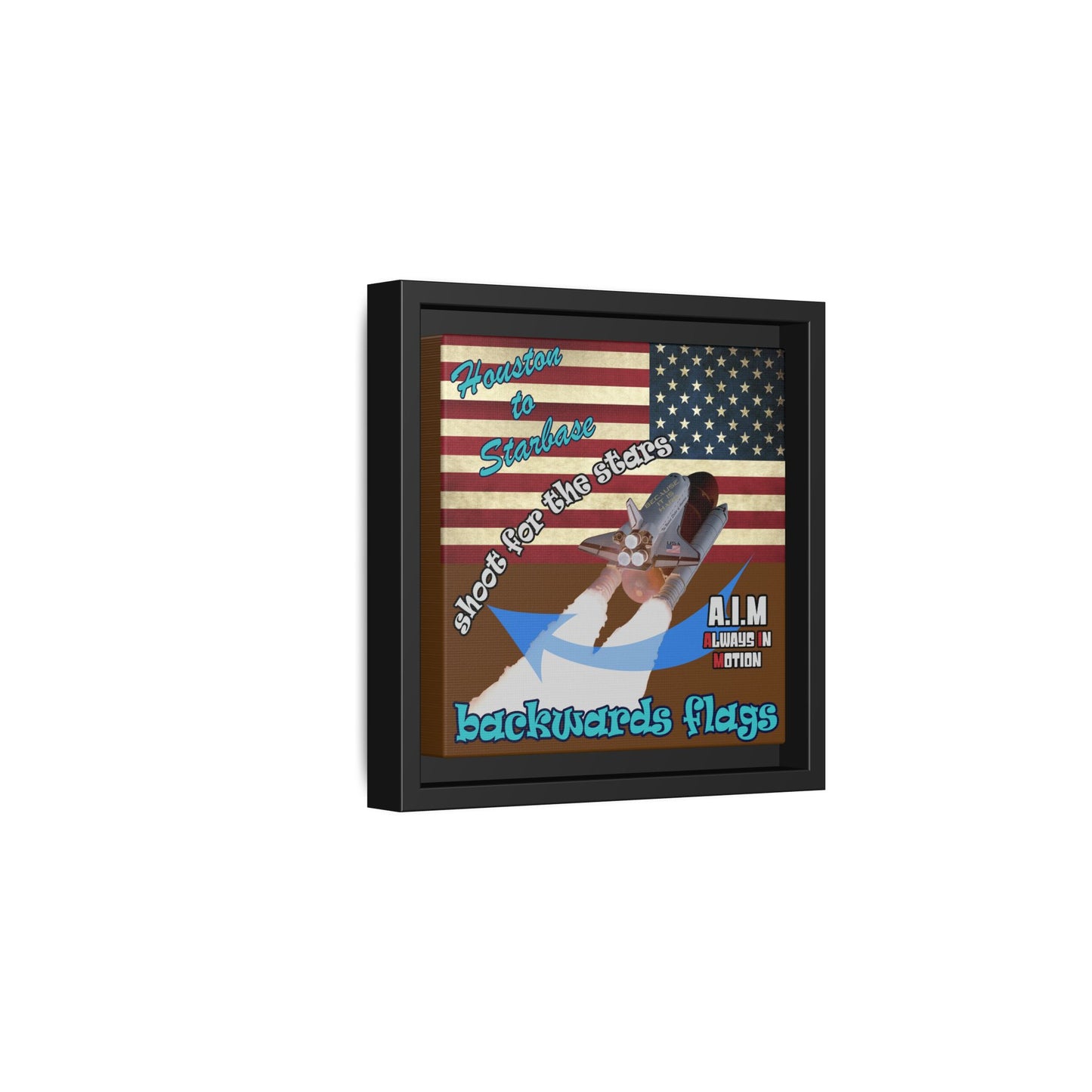 shoot for the stars - framed canvas art (brown)