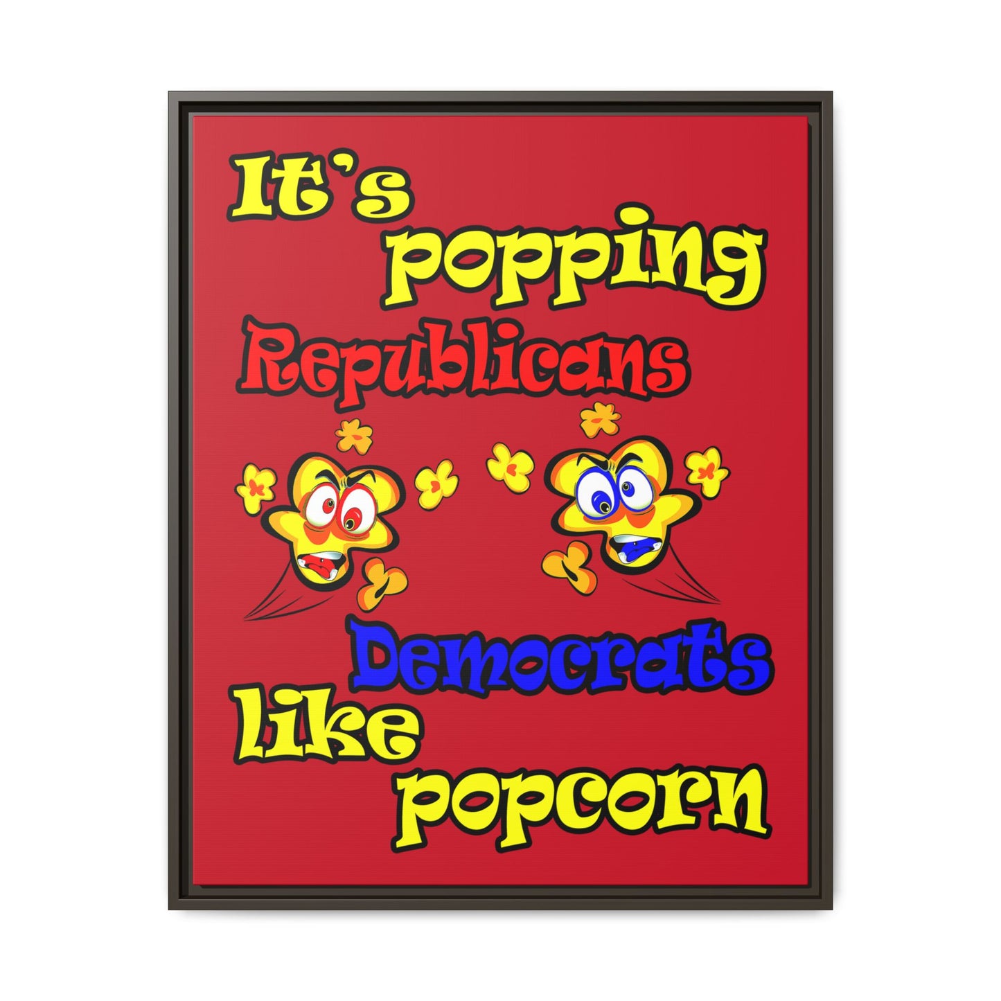 popping like popcorn - framed canvas art (dark red)
