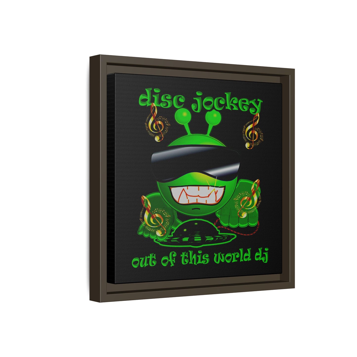 disc jockey - framed canvas art (black)
