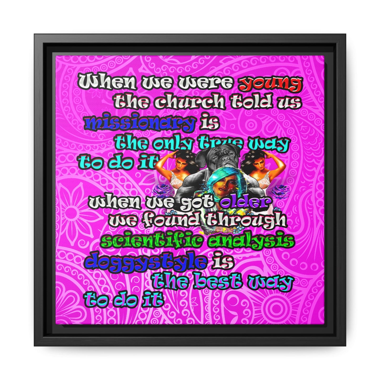 doggystyle - framed canvas art (pink swirl)