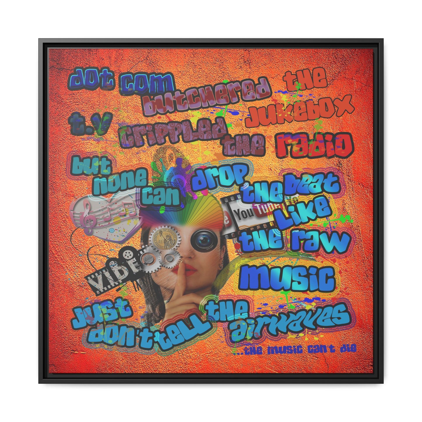 drop the beat - framed canvas art (burnt orange)