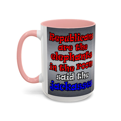 donkeys and elephants - Accent Mug (brushed nickel)