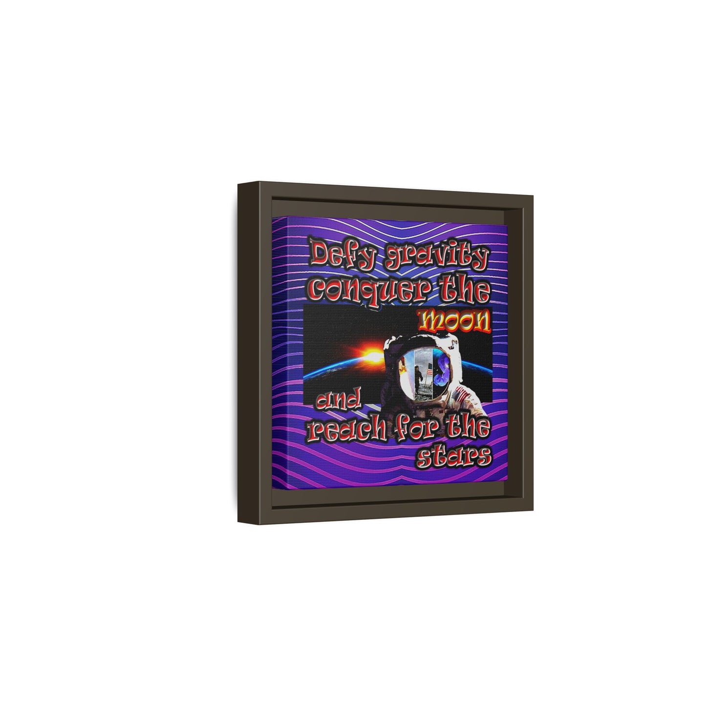 defy conquer reach - framed canvas art (purple wave)