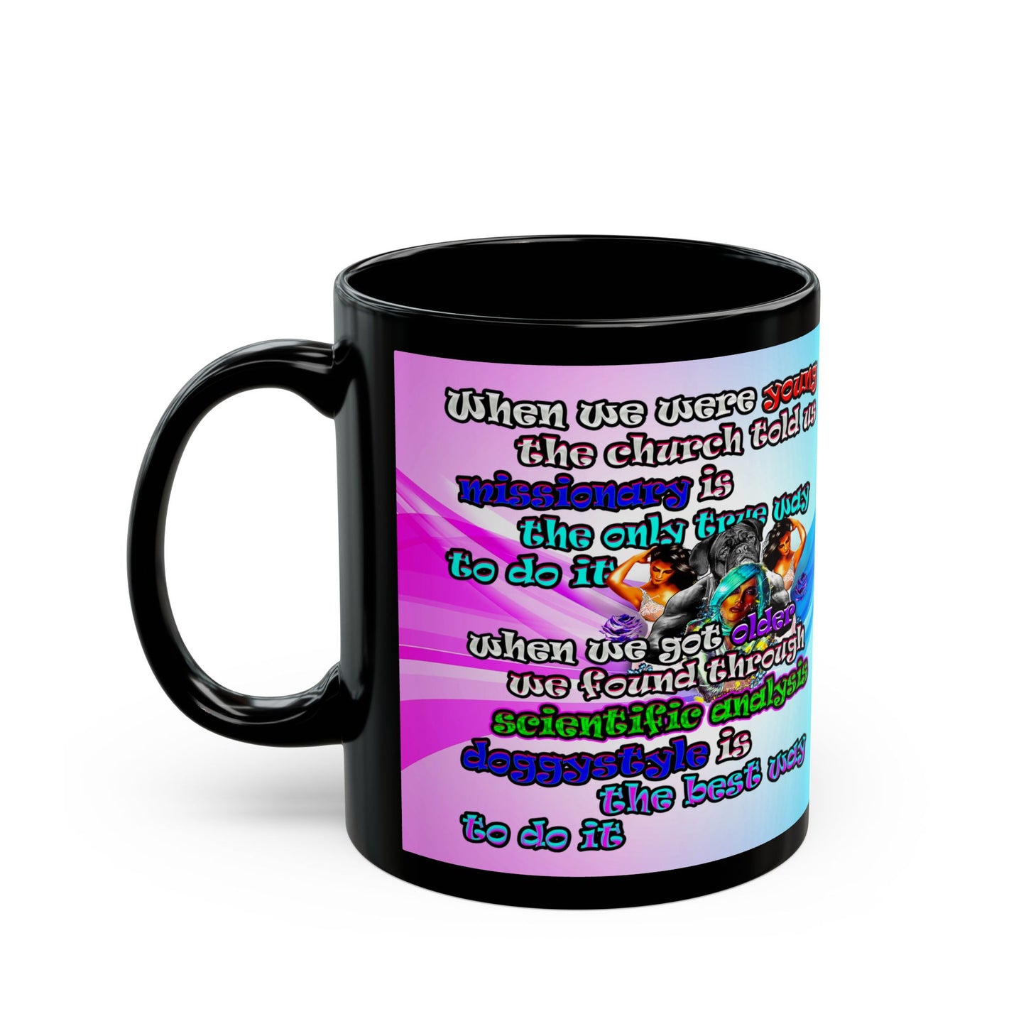 doggystyle - Black Mug (light blue-pink wave)