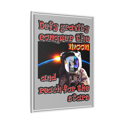 defy conquer reach - framed canvas art (light grey)