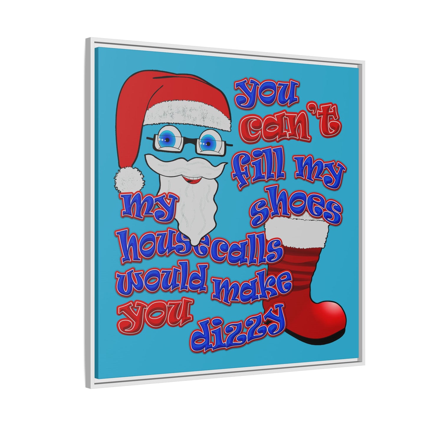 santa's shoes - framed canvas art (turquoise)