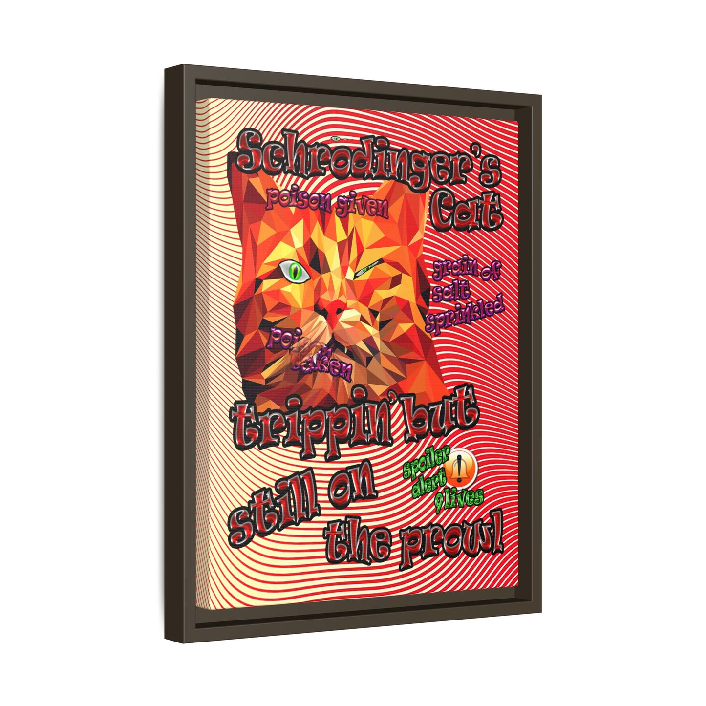 schrodinger's cat - framed canvas art (yellow-orange wave)