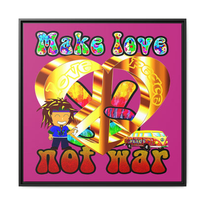 love peace - framed canvas art (pink)
