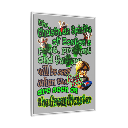 christmas spirits of boston - framed canvas art (light grey)