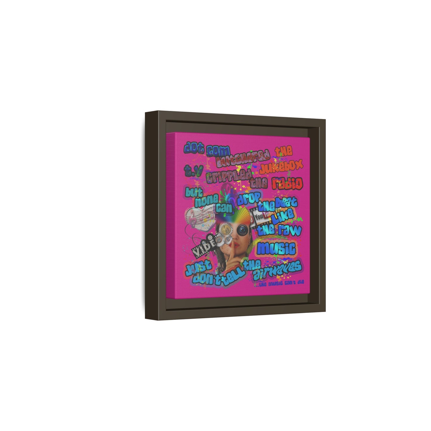 drop the beat - framed canvas art (pink)