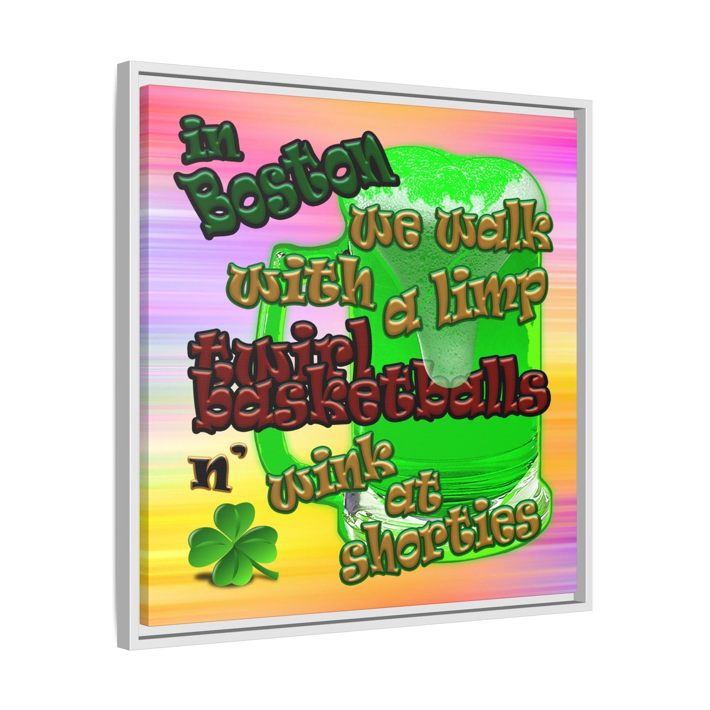 celtics logo - framed canvas art (color blur)