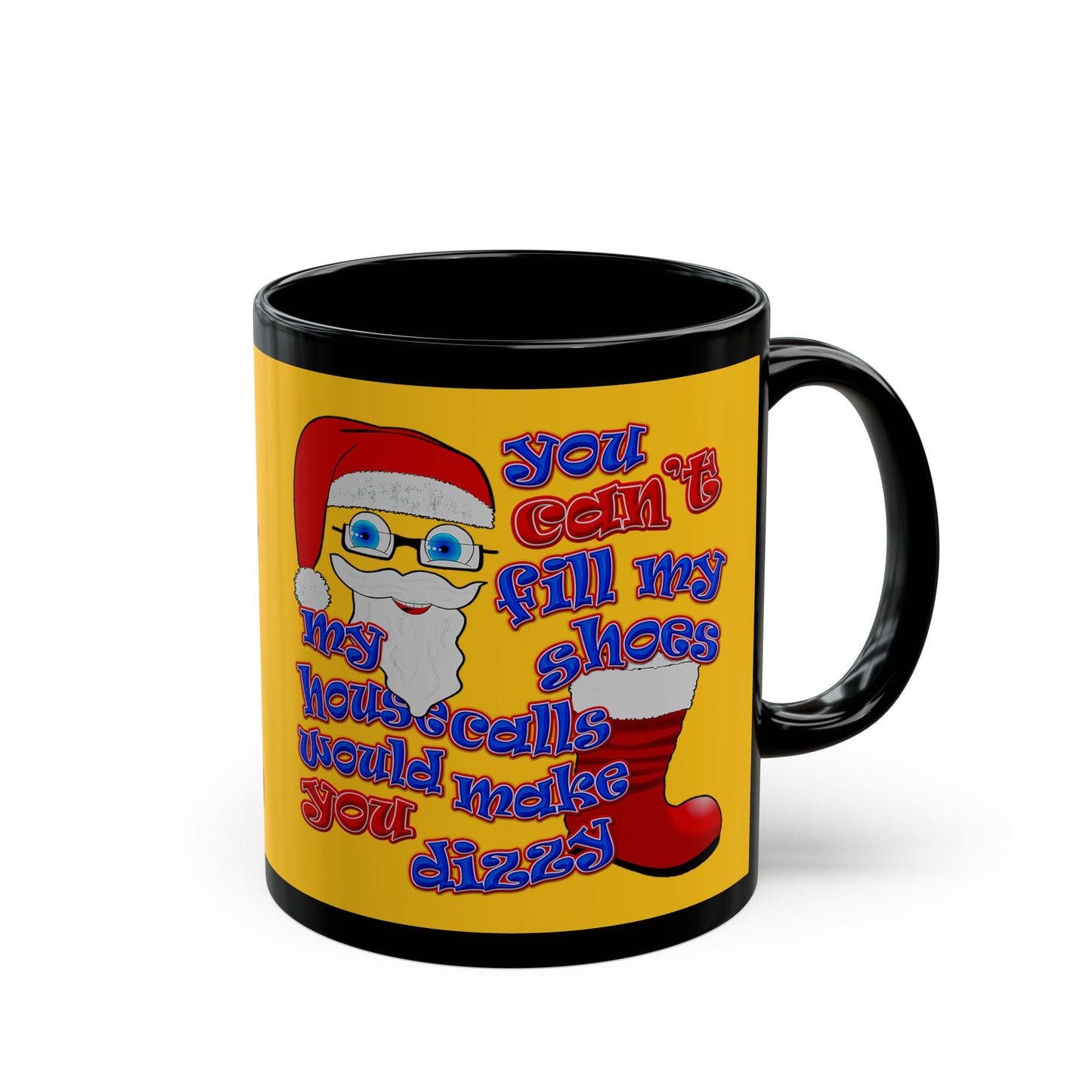 santa's shoes - Black Mug (yellow)