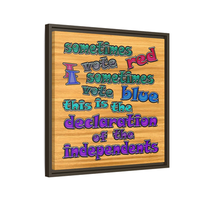 declaration of the independents - framed canvas art (butterscotch wood finish)