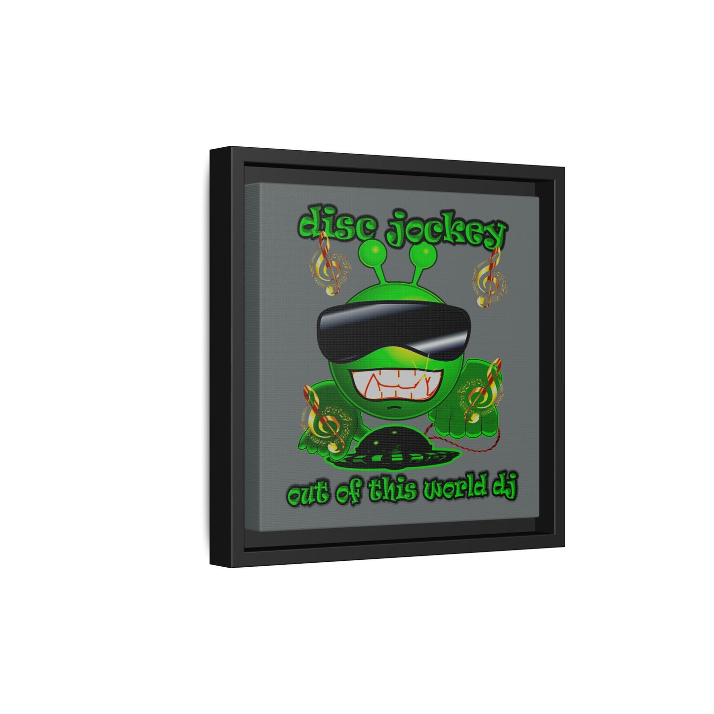 disc jockey - framed canvas art (dark grey)