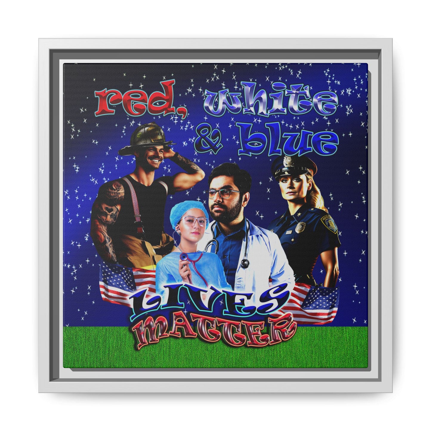 rw&b lives matter - framed canvas art ('snoops' background)