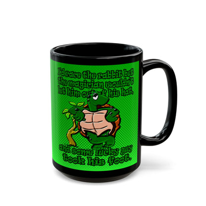 turtle race - Black Mug (logo green)
