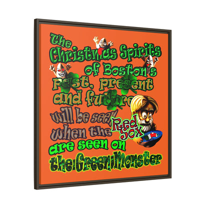 christmas spirits of boston - framed canvas art (orange)