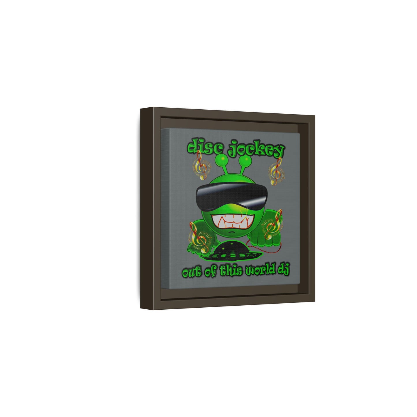 disc jockey - framed canvas art (dark grey)