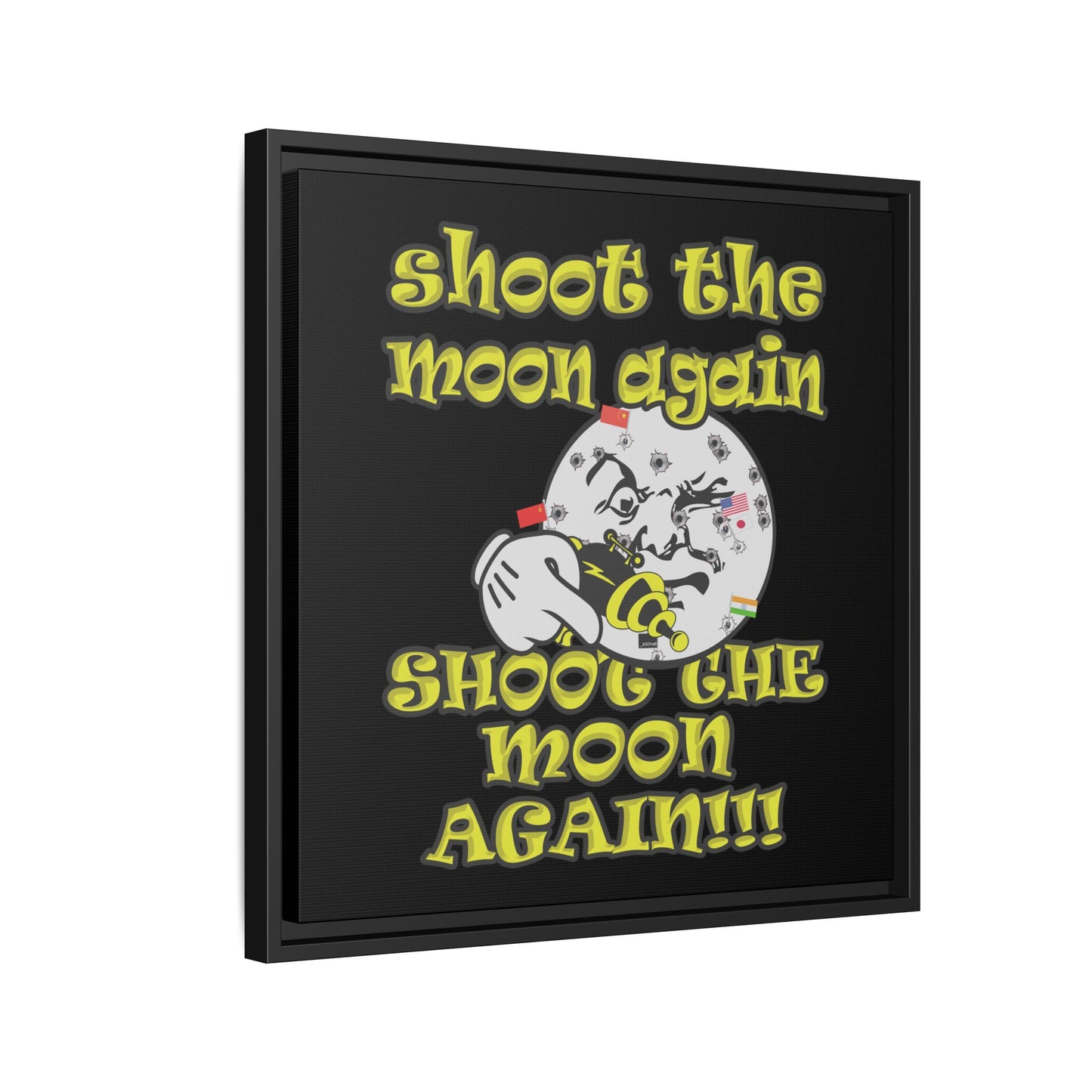 shoot the moon again - framed canvas art (black)